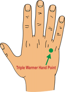 Illustration of Triple Warmer point on hand